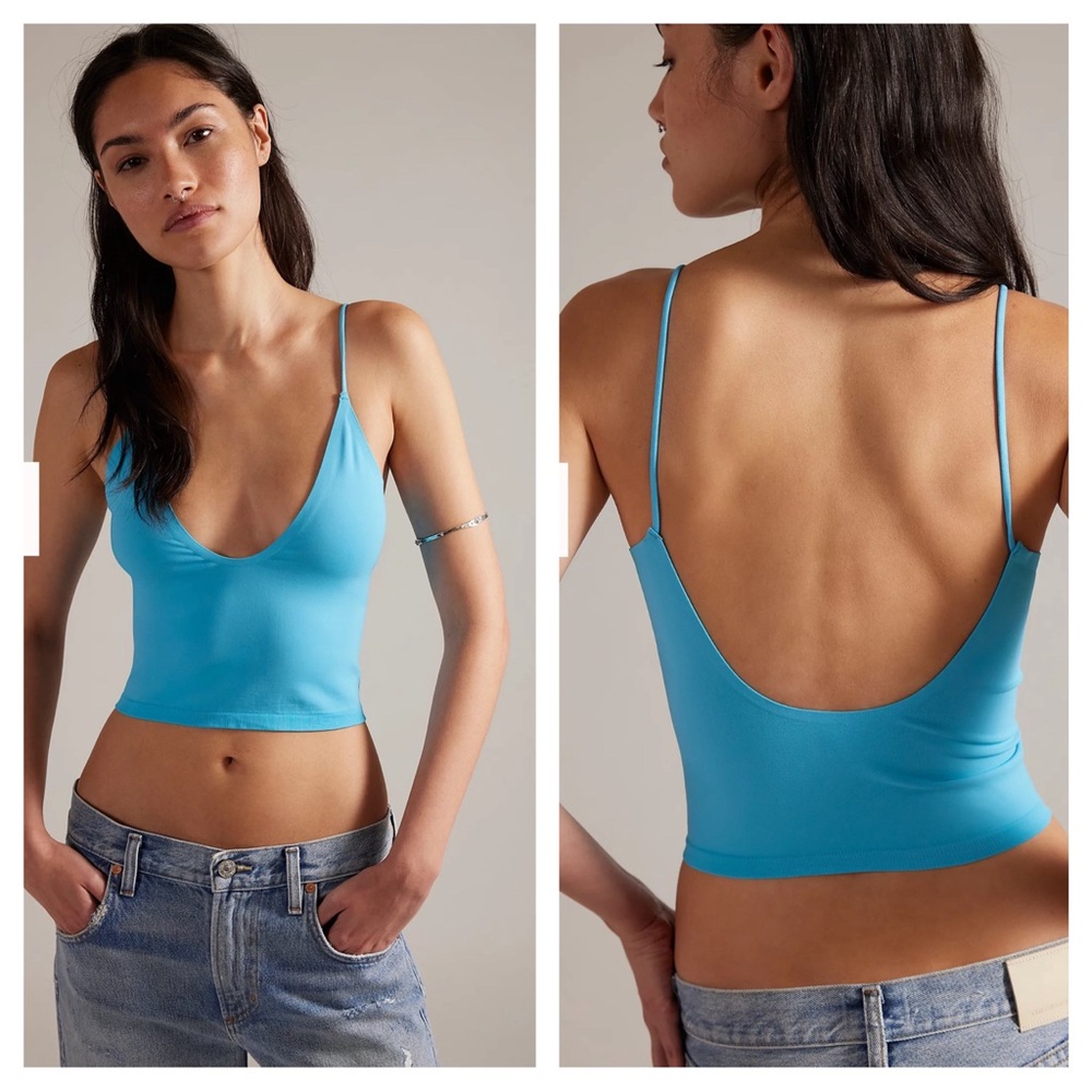 NWT Free People Round Two Skinny Strap Cami, blue, size XS/S